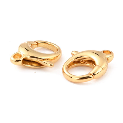 Large Round Lobster Clasp, Shiny 18k Gold Plated - SY086