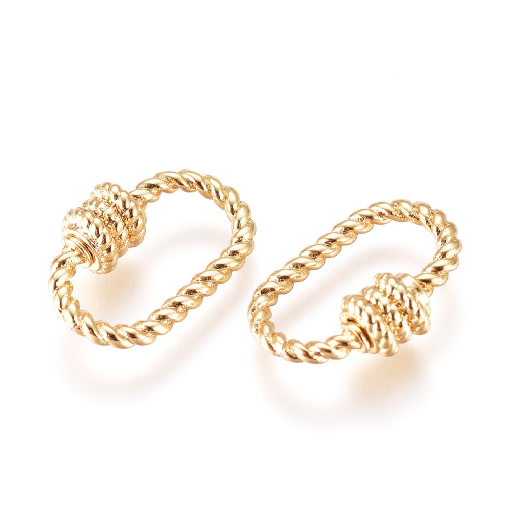 Gunmetal Screw Carabiner Locking Clasp, Shiny 18k Gold Plated - SY087