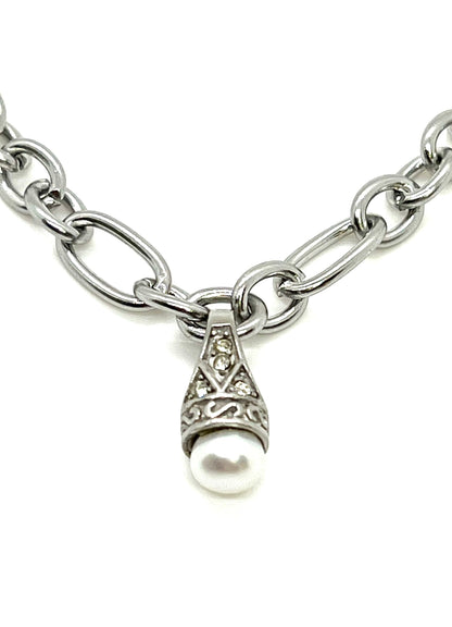 Freshwater Star Pearl Teardrop, Stainless Steel - SS035