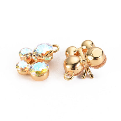 Dainty Butterfly with AB Cubic Zirconia, Shiny 18k Gold Plated - SY038