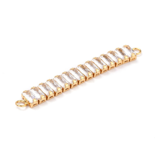Micro Pave Connector Link, 18k Gold Plated