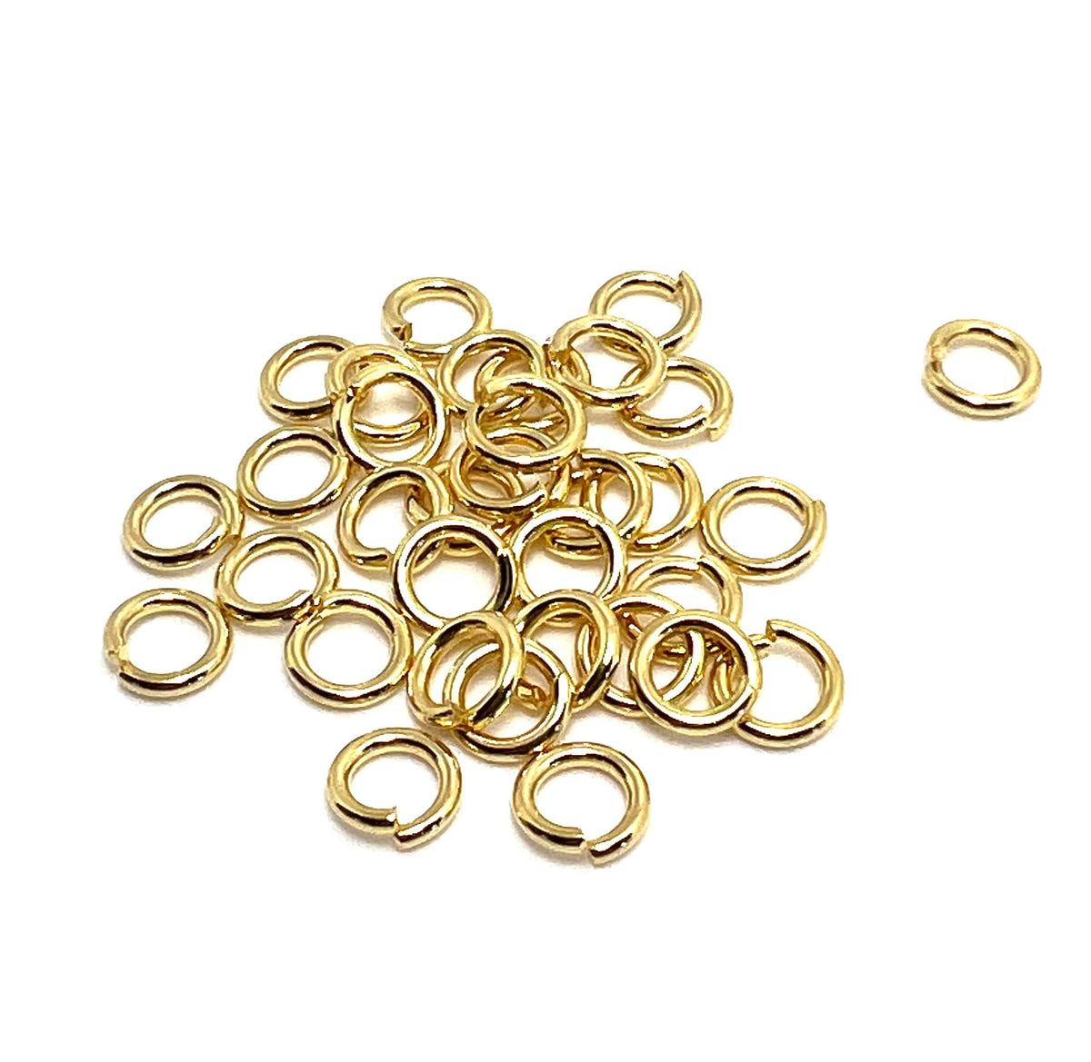 Bulk 6mm 16 Gauge Strong Jump Rings, Shiny 18k Gold Plated - G008-JR