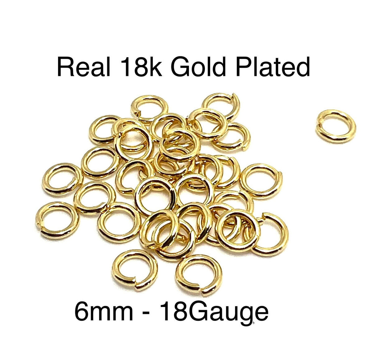 6mm 18 Gauge Shiny Gold Plate Jump Rings, 20 Units - G006-JR