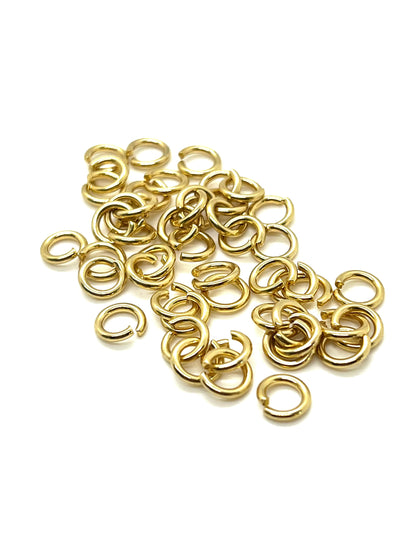 Bulk 8mm 15 Gauge Heavy-duty Jump Rings, Shiny 18k Gold Plated - G003-JR