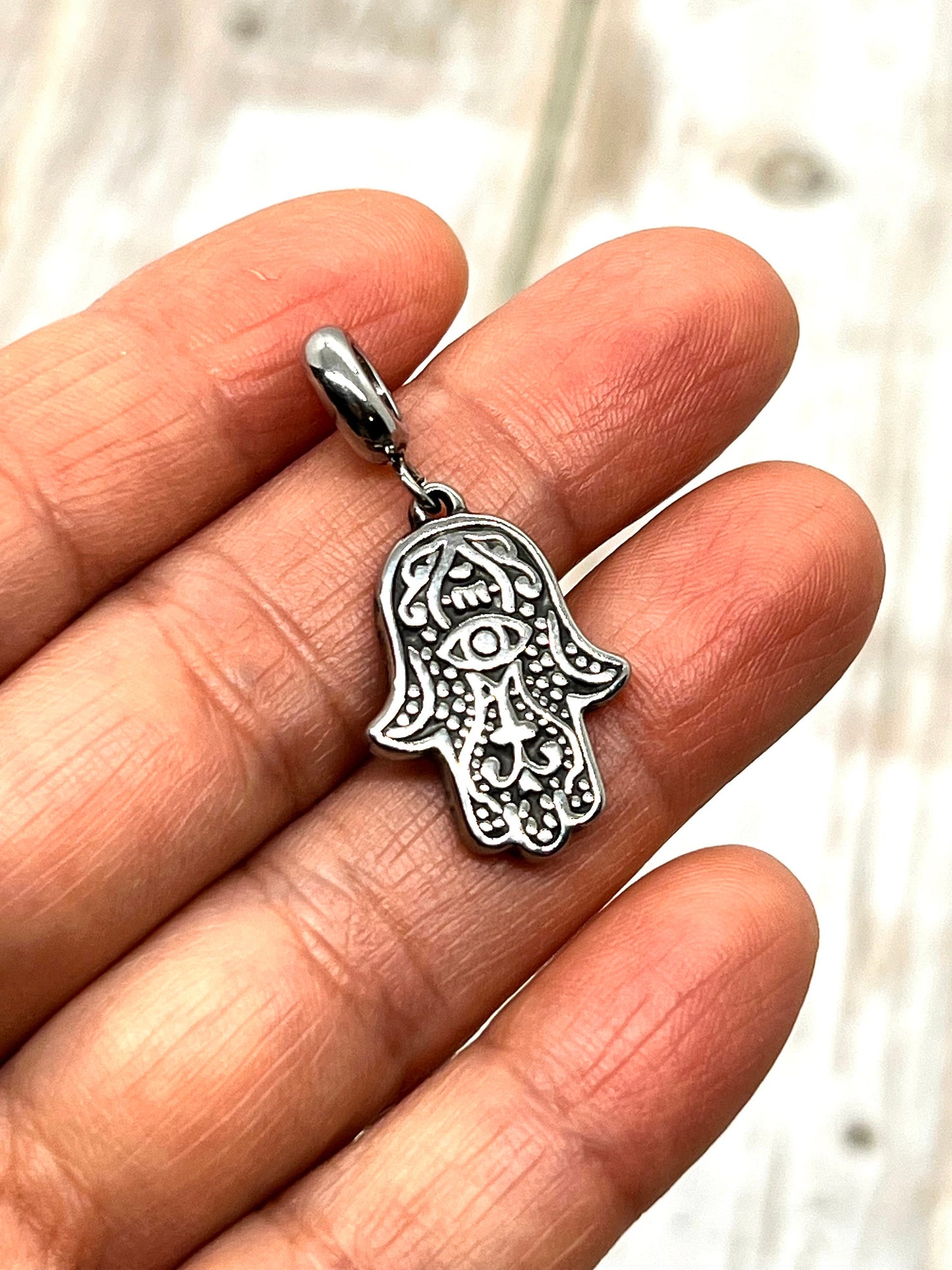 Hamsa Hand Charm, Stainless Steel - SS033