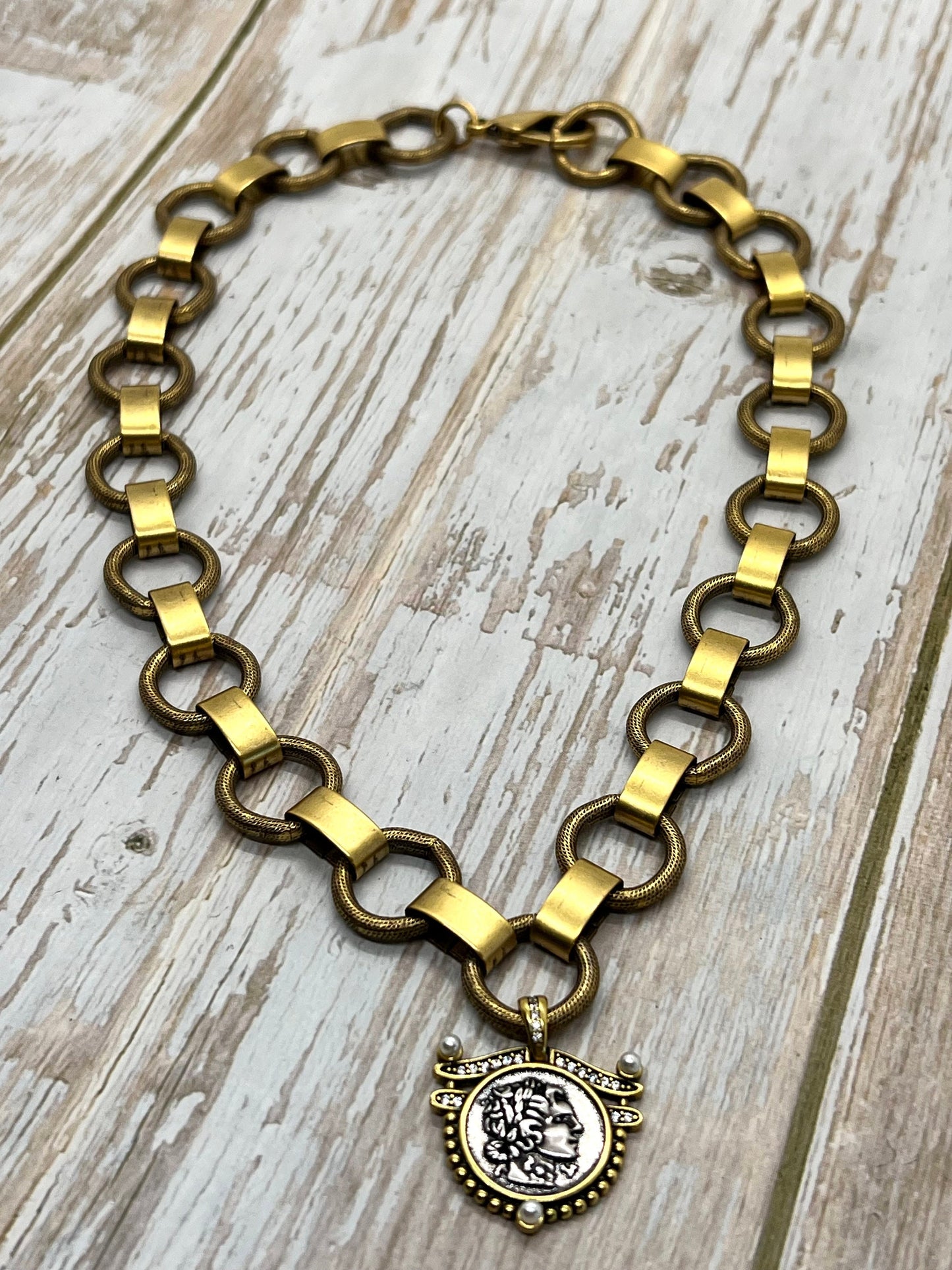 Large Smooth Plated Link Chain, Antiqued 18k Gold Plated - G096-CH