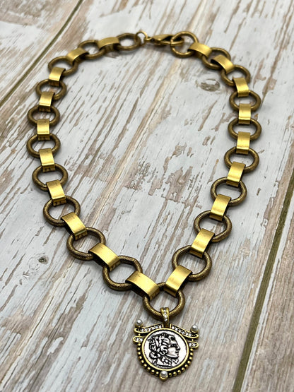 Large Smooth Plated Link Chain, Antiqued 18k Gold Plated - G096-CH