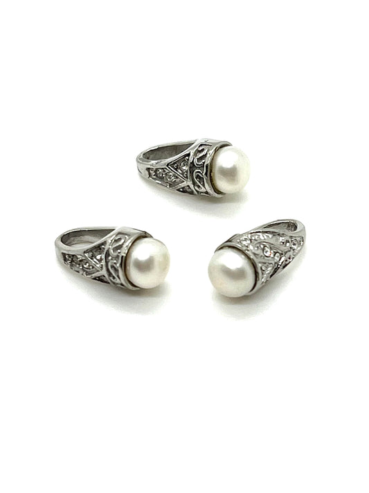 Freshwater Simple Pearl Teardrop, Stainless Steel -  SS036
