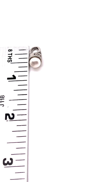 Freshwater Simple Pearl Teardrop, Stainless Steel -  SS036