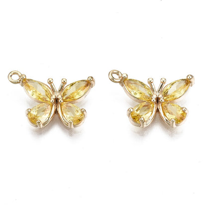 Dainty Butterfly Charm with Yellow Cubic Zirconia, Shiny 18k Gold Plated - SY055