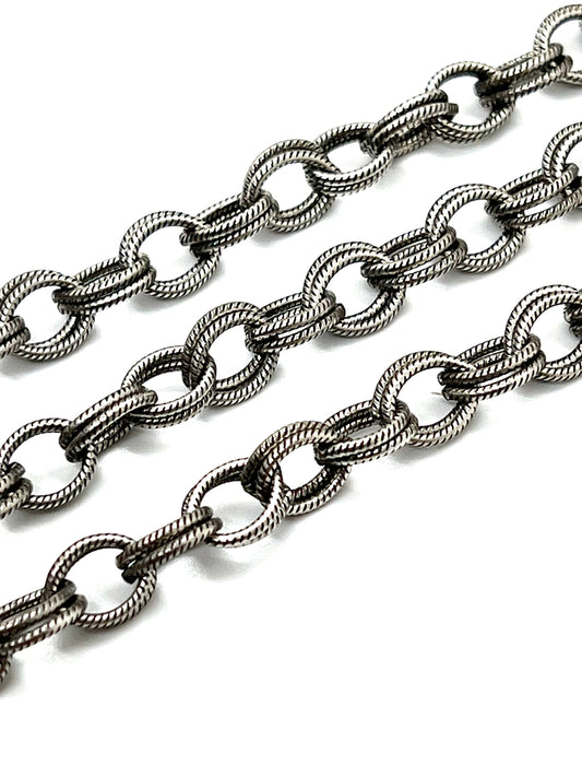 Etched Oval Cable Chain, Antiqued Pewter Plated - P029-CH