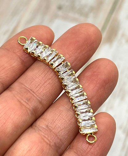 Micro Pave Connector Link, 18k Gold Plated