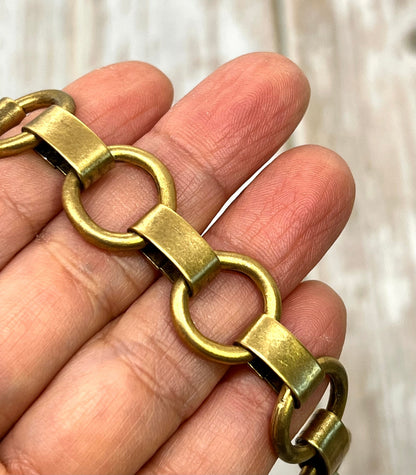 Large Smooth Plated Link Chain, Antiqued 18k Gold Plated - G096-CH