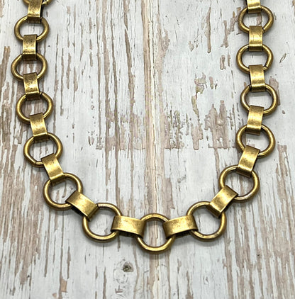 Large Smooth Plated Link Chain, Antiqued 18k Gold Plated - G096-CH