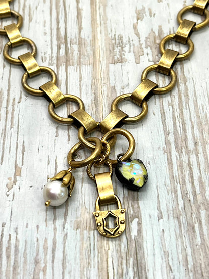 Large Smooth Plated Link Chain, Antiqued 18k Gold Plated - G096-CH