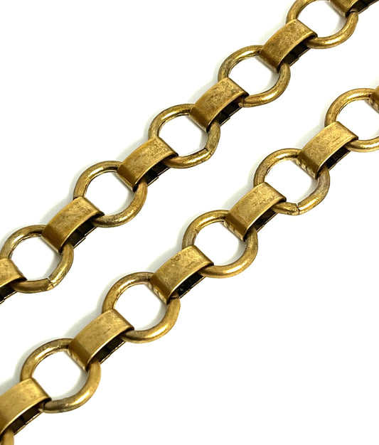 Cadena de eslabones grandes lisos, chapada en oro de 18k envejecido - G096-CH