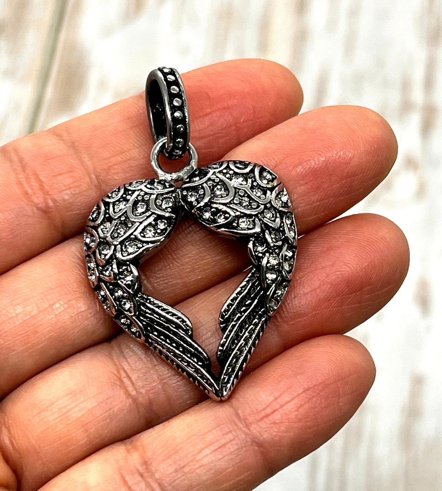 Large Heart with Wings, Stainless Steel - SS042,SS045