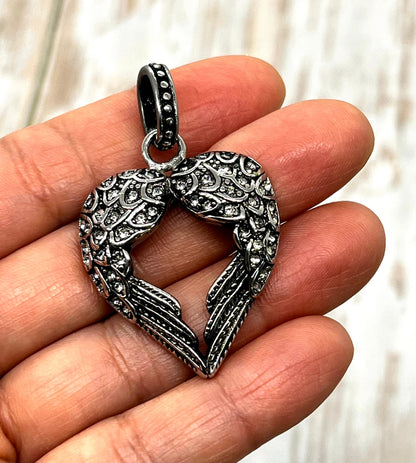 Large Heart with Wings, Stainless Steel - SS042,SS045