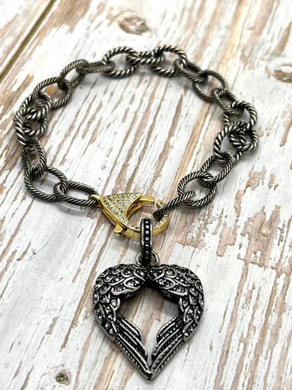 Large Heart with Wings, Stainless Steel - SS042,SS045
