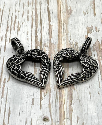 Large Heart with Wings, Stainless Steel - SS042,SS045