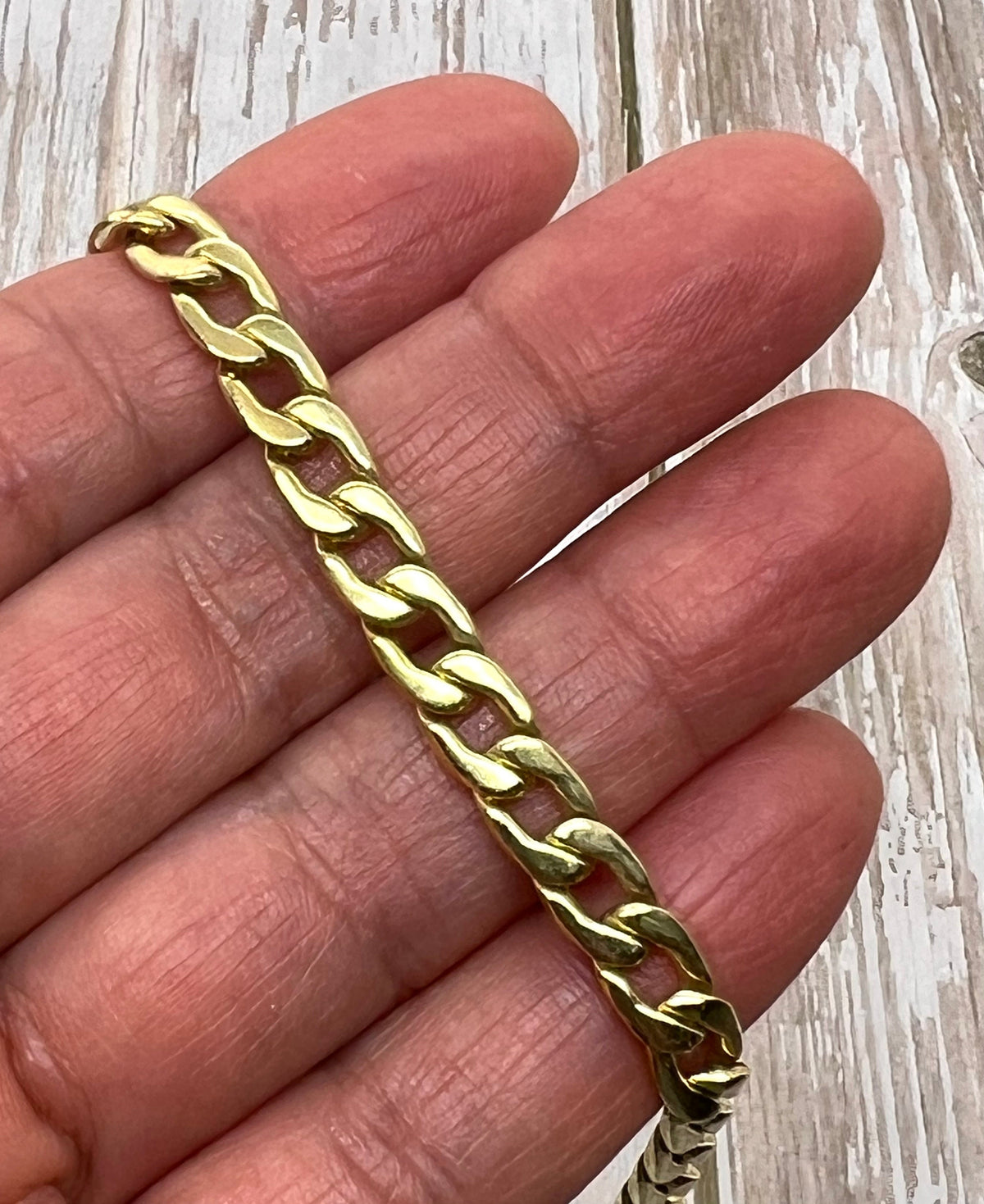 9x6mm Curb Chain, Shiny 18k Gold Plated