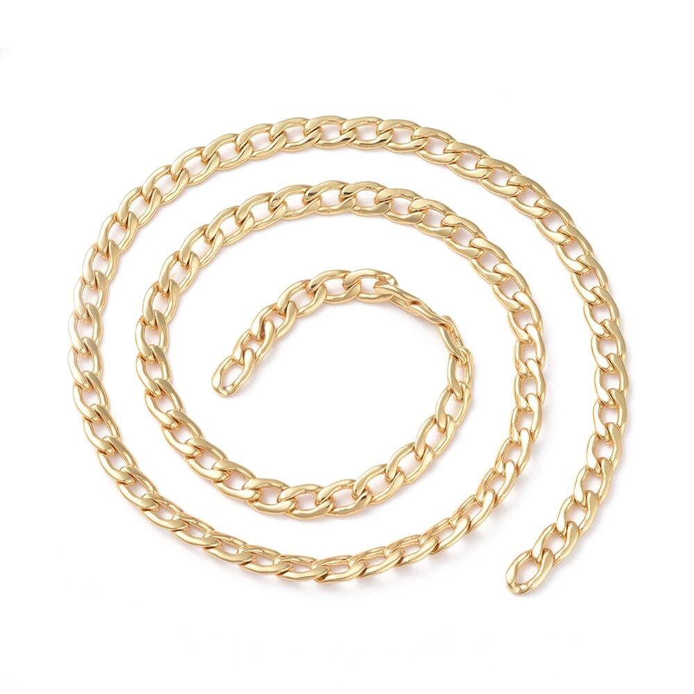9x6mm Curb Chain, Shiny 18k Gold Plated