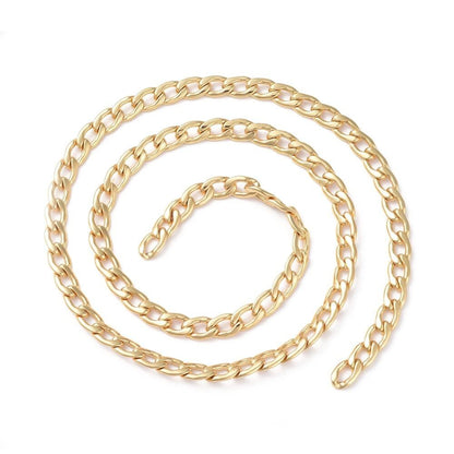 9x6mm Curb Chain, Shiny 18k Gold Plated