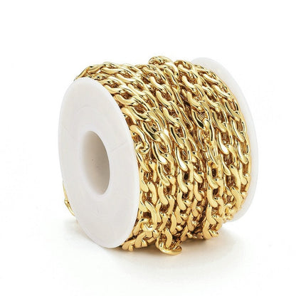 9x6mm Curb Chain, Shiny 18k Gold Plated