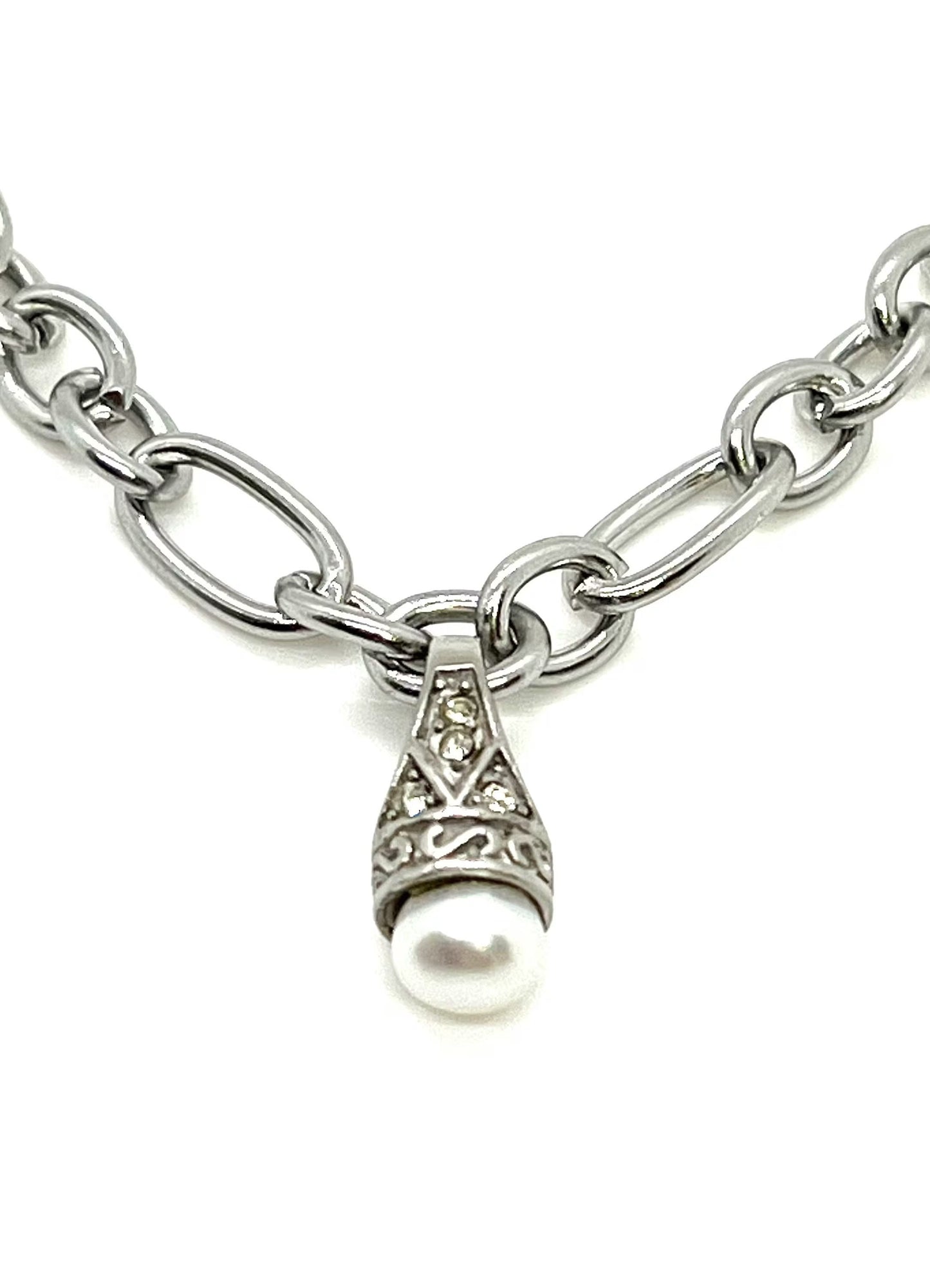 Freshwater Relevo Pearl Teardrop, Stainless Steel - SS034
