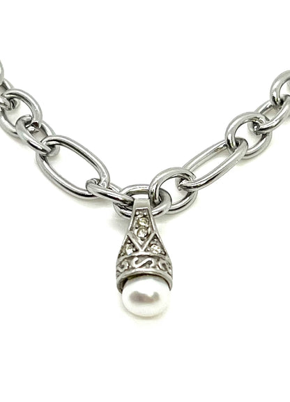 Freshwater Relevo Pearl Teardrop, Stainless Steel - SS034