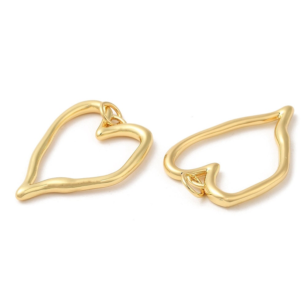 Elongated Organic Heart Pendant, Shiny 18k Gold Plated - SY057