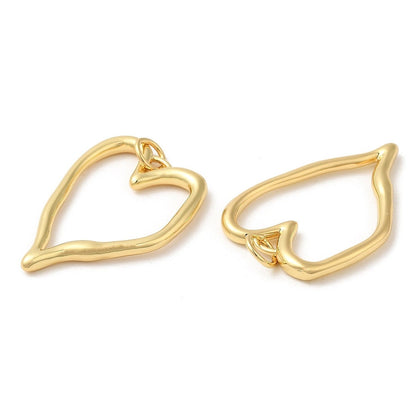 Elongated Organic Heart Pendant, Shiny 18k Gold Plated - SY057
