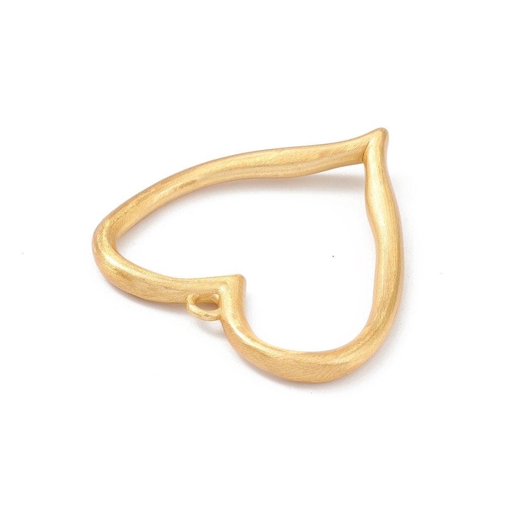 Large Open Heart Pendant, Satin 18k Gold Plated - ST232
