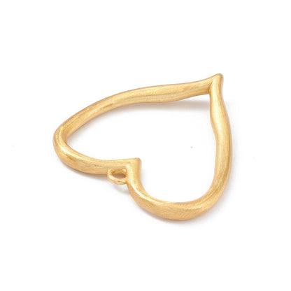 Large Open Heart Pendant, Satin 18k Gold Plated - ST232