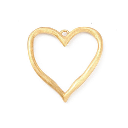 Large Open Heart Pendant, Satin 18k Gold Plated - ST232