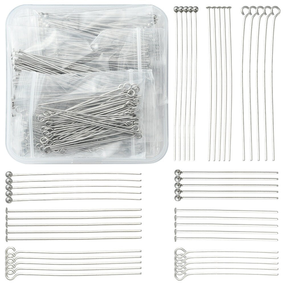 540pcs Ball Head Pins in 9 Styles, Stainless Steel