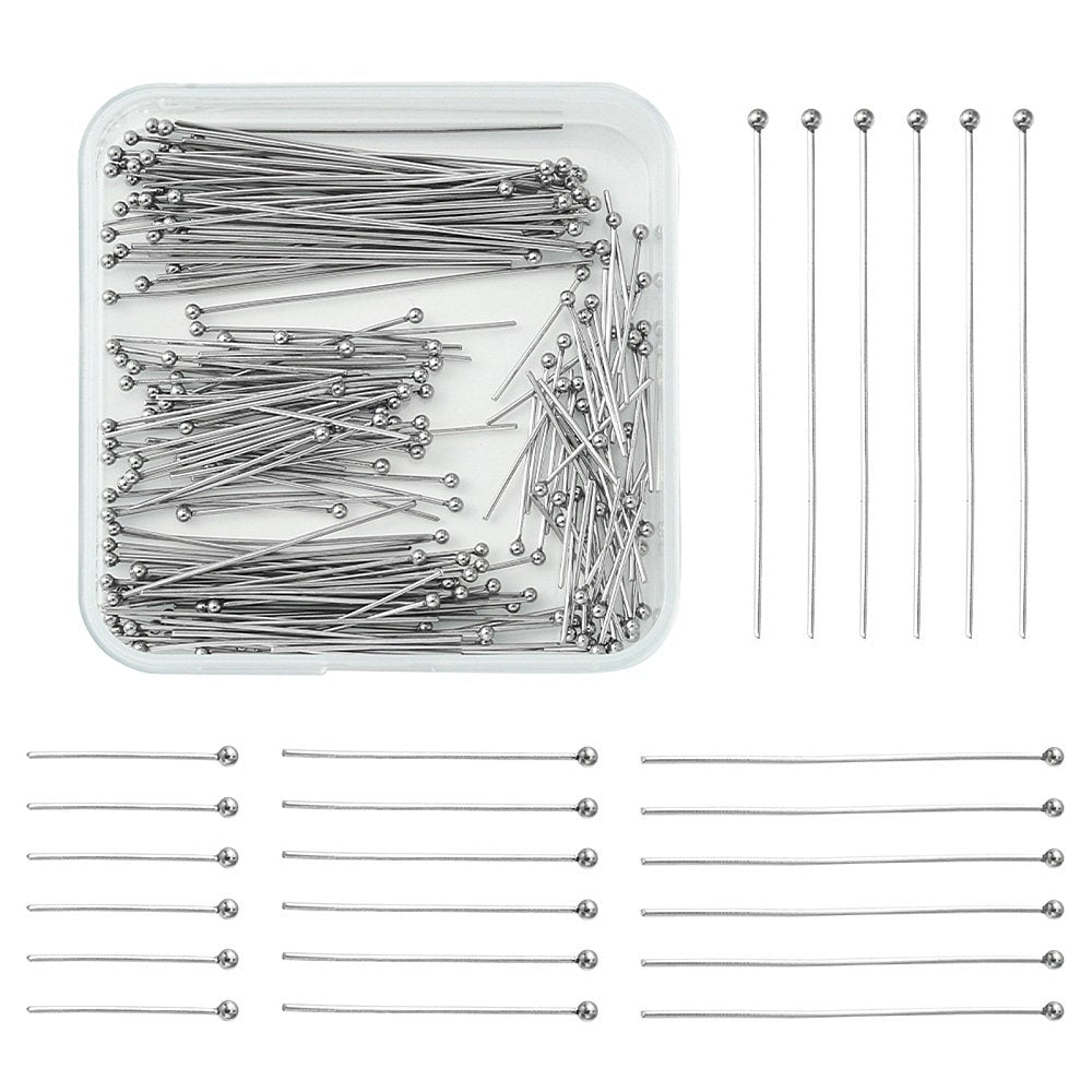 200pcs Ball Head Pins, 4 Sizes, 21 gauge, Stainless Steel