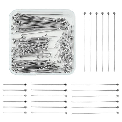 200pcs Ball Head Pins, 4 Sizes, 21 gauge, Stainless Steel