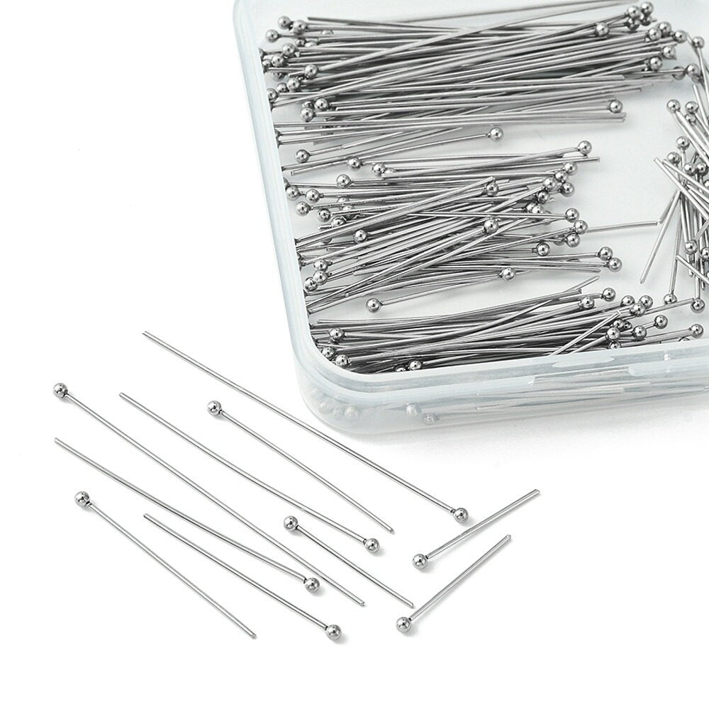 200pcs Ball Head Pins, 4 Sizes, 21 gauge, Stainless Steel