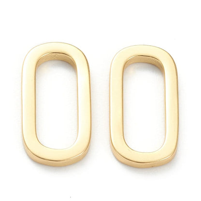 2 Oversized Oval Ring Links, Shiny 18k Gold Plated - SY011