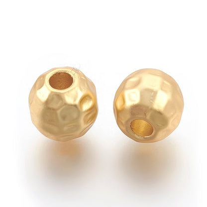 8mm Large Hole Facet Beads (Set of 4), Satin 18k Gold Plated - ST617