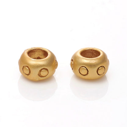 Perles à grand trou de 6 mm (lot de 10), plaqué or 18 carats satiné - ST606
