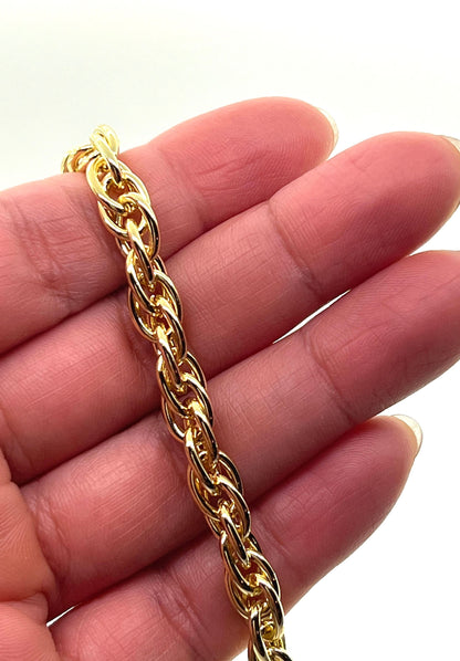 Triple Link Chain, Shiny 18k Gold Plated