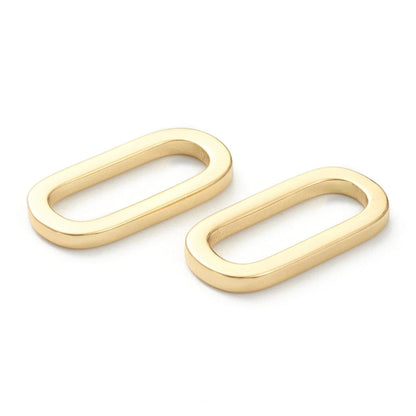 2 Oversized Oval Ring Links, Shiny 18k Gold Plated - SY011