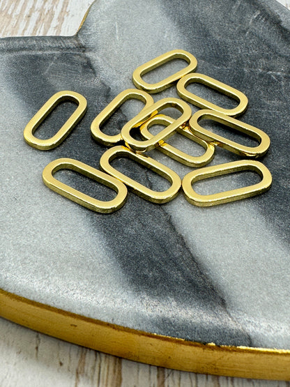 2 Oversized Oval Ring Links, Shiny 18k Gold Plated - SY011