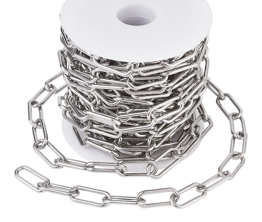 Thick chunky paperclip Chain, Stainless Steel