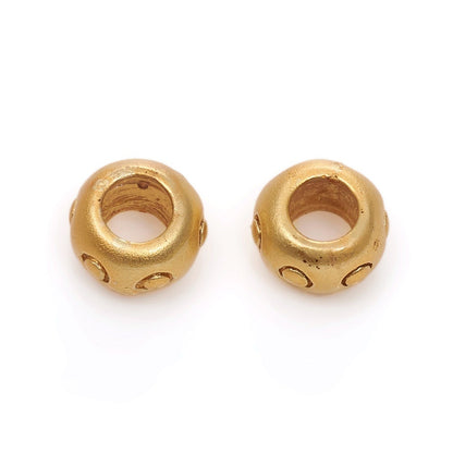 Perles à grand trou de 6 mm (lot de 10), plaqué or 18 carats satiné - ST606