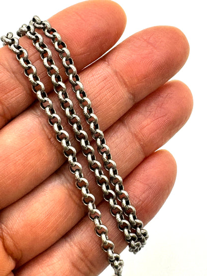 Chaîne Rolo 3,5 mm, plaquée étain vieilli - P051-CH