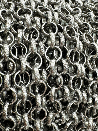 Hammered Rolo (Belcher) Chain, Antiqued Pewter Plated - P038-CH