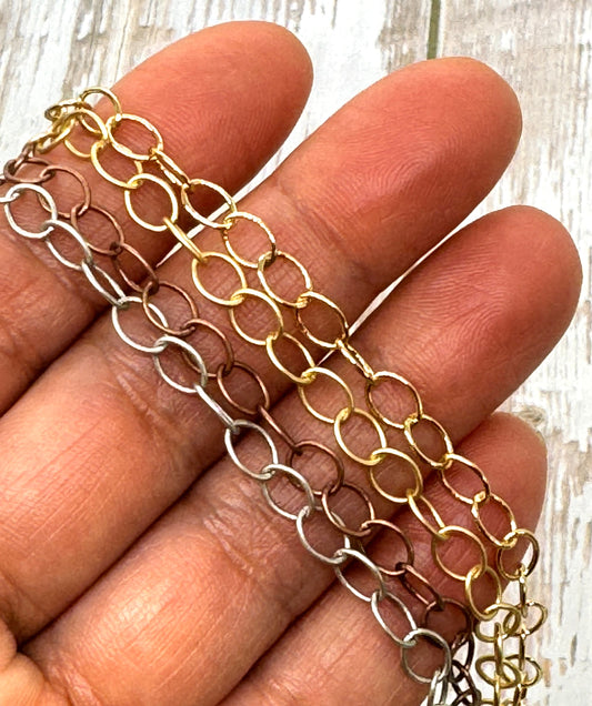 Minimalist 6x5mm Cable Chain, Various Finishes